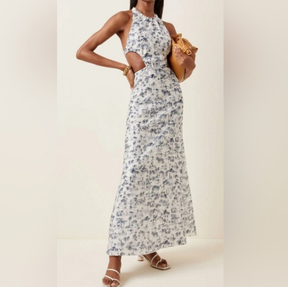 SIR The Label Dimitri Open Back Maxi Dress Cotton Silk Novelty 6